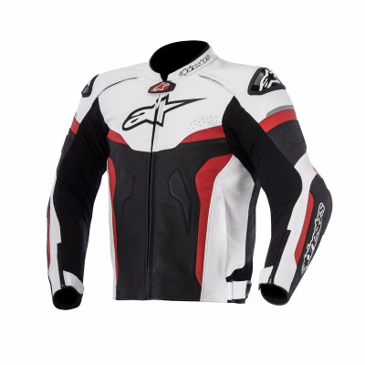 ALPINESTARS Мотокуртка кожаная CELER LEATHER JACKET чёрно-бело-красный